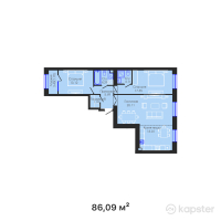 ЖК DOS — 3-ком 86,1 м² (от 48 813 030 тг)