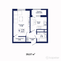 ЖК Cosmic City — 1-ком 39,1 м² (от 13 283 800 тг)
