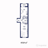 ЖК Cosmic City — 1-ком 47 м² (от 15 983 400 тг)