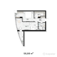 ЖК BlueWaters — 2-ком 58,9 м² (от 47 104 000 тг)