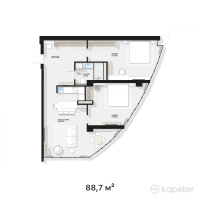ЖК BlueWaters — 3-ком 88,7 м² (от 70 960 000 тг)