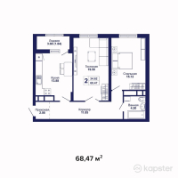 ЖК Cosmic City — 2-ком 68,5 м² (от 23 279 800 тг)