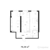 ЖК Capital City — 2-ком 76,3 м² (от 35 079 600 тг)