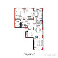 ЖК SANDI — 4-ком 105,6 м² (от 39 909 240 тг)