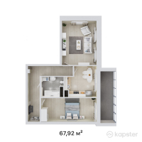 ЖК Admiral — 2-ком 67,9 м² (от 53 656 800 тг)