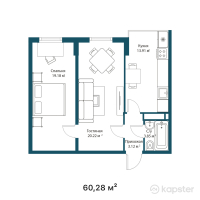 ЖК Асыл ұя — 2-ком 60,3 м² (от 29 054 960 тг)