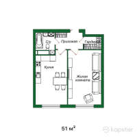 ЖК Green City — 1-ком 51 м² (от 28 050 000 тг)