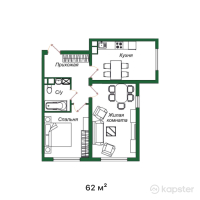 ЖК Green City — 2-ком 62 м² (от 34 100 000 тг)