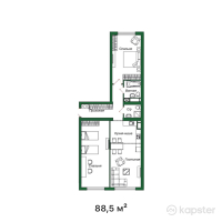 ЖК Green City — 2-ком 62,5 м² (от 34 364 000 тг)
