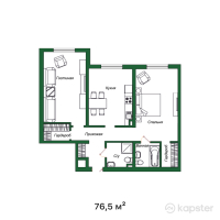 ЖК Green City — 2-ком 76,5 м² (от 42 075 000 тг)
