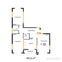 ЖК BUQAR JYRAU EXCLUSIVE — 3-ком 95,5 м² (от 55 653 771 тг)