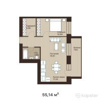ЖК Barmashino — 2-ком 55,1 м² (от 26 467 200 тг)