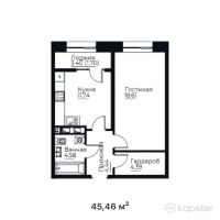 ЖК TAYMAS — 1-ком 45,5 м² (от 27 912 440 тг)