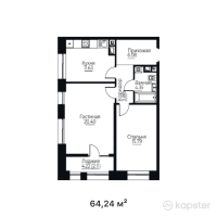 ЖК TAYMAS — 2-ком 64,2 м² (от 39 443 360 тг)