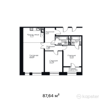ЖК TAYMAS — 3-ком 87,6 м² (от 53 810 960 тг)
