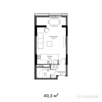 ЖК Keruen City — 1-ком 40,3 м² (от 22 124 700 тг)