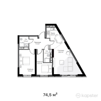 ЖК Keruen City — 2-ком 74,5 м² (от 40 900 500 тг)