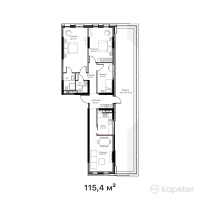 ЖК Keruen City — 4-ком 115,4 м² (от 63 354 600 тг)