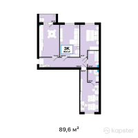 ЖК Keruen — 3-ком 89,6 м² (от 34 582 016 тг)