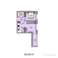 ЖК Lumiere — 2-ком 48,4 м² (от 20 807 700 тг)