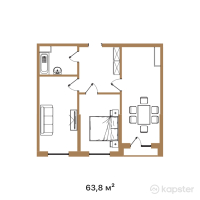 ЖК Buta Albion — 2-ком 63,8 м² (от 29 986 000 тг)