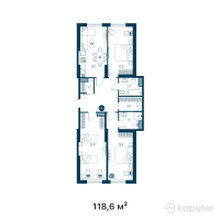 ЖК Riverside — 4-ком 118,6 м² (от 54 556 000 тг)
