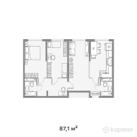 ЖК Altyn Dala — 3-ком 87,1 м² (от 31 791 500 тг)