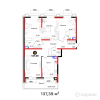 ЖК Tamga Residence — 4-ком 137,4 м² (от 197 017 260 тг)