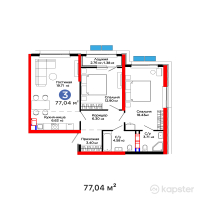 ЖК DASTUR — 3-ком 77 м² (от 45 992 880 тг)
