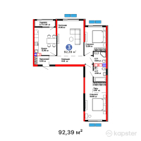 ЖК DASTUR — 3-ком 92,4 м² (от 55 156 830 тг)