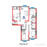 ЖК DASTUR — 4-ком 130,2 м² (от 77 705 520 тг)