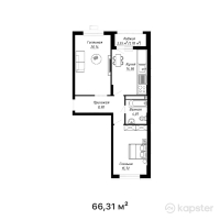 ЖК Центральный Сквер — 2-ком 66,3 м² (от 34 481 200 тг)