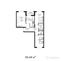 ЖК Центральный Сквер — 3-ком 85,5 м² (от 44 449 600 тг)