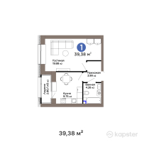ЖК Abyroi — 1-ком 39,4 м² (от 20 753 260 тг)
