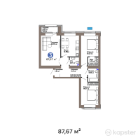 ЖК Abyroi — 3-ком 87,7 м² (от 46 202 090 тг)