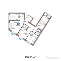 ЖК Abyroi — 4-ком 118,3 м² (от 62 359 910 тг)