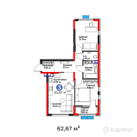 ЖК Arena City. Sport Almaty — 3-ком 62,7 м² (от 44 307 690 тг)