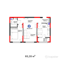ЖК Arena City. Life Almaty — 2-ком 65,3 м² (от 47 654 400 тг)