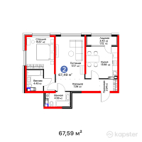 ЖК Arena City. Life Almaty — 2-ком 67,6 м² (от 51 435 990 тг)