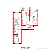 ЖК 4YOU Shymkent — 3-ком 97,1 м² (от 47 777 715 тг)