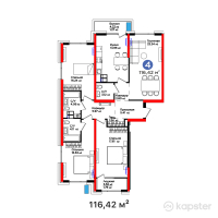 ЖК 4YOU Shymkent — 4-ком 116,4 м² (от 70 550 520 тг)