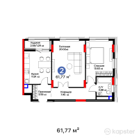 ЖК Darmen — 2-ком 61,8 м² (от 35 764 830 тг)