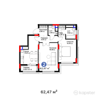 ЖК Darmen — 2-ком 62,5 м² (от 36 107 660 тг)