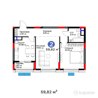 ЖК Batysmura Prime — 2-ком 59,8 м² (от 32 518 152 тг)
