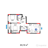 ЖК Batysmura Prime — 3-ком 80,2 м² (от 38 411 010 тг)