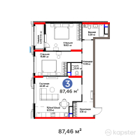 ЖК Garden View — 3-ком 87,5 м² (от 76 352 580 тг)