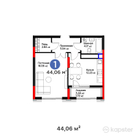 ЖК GreenLine. 4YOU — 1-ком 44,1 м² (от 29 079 600 тг)