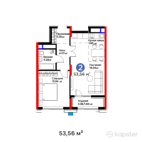 ЖК GreenLine. 4YOU — 2-ком 53,6 м² (от 35 349 600 тг)