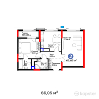 ЖК GreenLine. 4YOU — 2-ком 66,1 м² (от 43 593 000 тг)