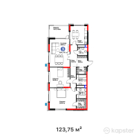 ЖК GreenLine. 4YOU — 3-ком 123,8 м² (от 81 675 000 тг)